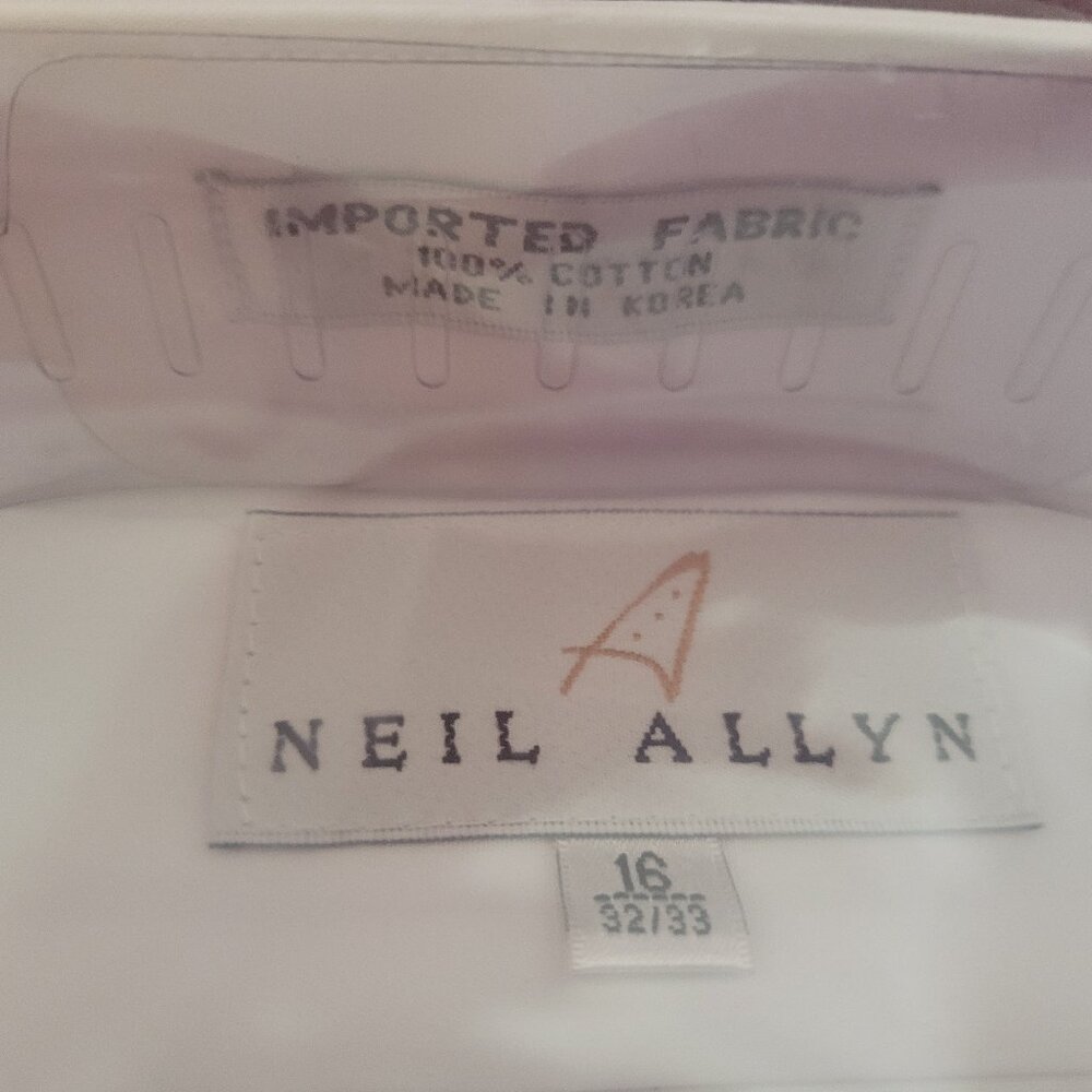 Neil Allyn 100% Cotton Wing Collar Pleated Formal Tux Shirt French Cuffs 16 - Picture 2 of 6